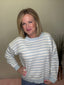 Baby Blue Lightweight Striped Crewneck Sweater
