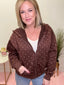 Bambi Cozy Polkadot Zip Up Hoodie Sweashirt in Brown 110 Tops - Ella Chic Boutique