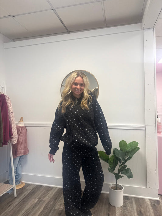 Bambi Polkadot Sweatpants in Black