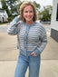 Be Your Best Light Blue Striped Cardigan Sweater 130 Sweaters- Ella Chic BoutiqueThe Workshop Studio