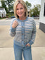 Be Your Best Light Blue Striped Cardigan Sweater 130 Sweaters- Ella Chic BoutiqueThe Workshop Studio