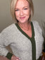Better Together Contrast Knit V-neck Sweater in Olive