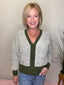 Better Together Contrast Knit V-neck Sweater in Olive