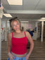 Blanket Stitched Red Tank Top