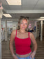 Blanket Stitched Red Tank Top 110 Tops- Ella Chic BoutiqueLe Lis