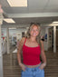 Blanket Stitched Red Tank Top 110 Tops- Ella Chic BoutiqueLe Lis