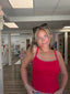 Blanket Stitched Red Tank Top 110 Tops- Ella Chic BoutiqueLe Lis