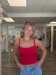 Blanket Stitched Red Tank Top 110 Tops- Ella Chic BoutiqueLe Lis