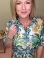 Bloom Where You’re Planted Midi Dress collar floral print button down short sleeve blue green sale clearance spring summer Ella Chic Boutique Entro