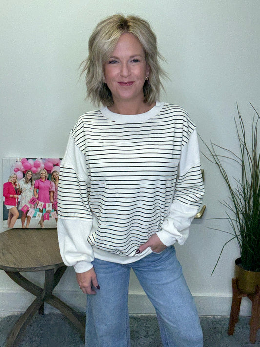 First Choice Black and White Sweatshirt Top