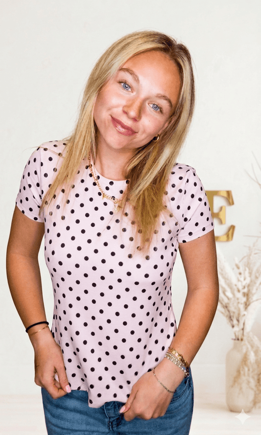 Blush Pink Polka Dot T-Shirt Top