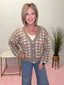 Box it Up Taupe Sweater Cardigan fuzzy soft button front v-neck buttermelon tan Ella Chic Boutique