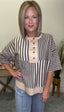 Boxy Striped Knit Top in Smoke Grey 110 Tops - Ella Chic Boutique