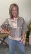 Boxy Striped Knit Top in Smoke Grey