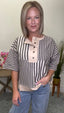 Boxy Striped Knit Top in Smoke Grey 110 Tops - Ella Chic Boutique