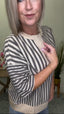 Boxy Striped Knit Top in Smoke Grey 110 Tops - Ella Chic Boutique