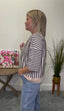 Boxy Striped Knit Top in Smoke Grey 110 Tops - Ella Chic Boutique