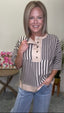 Boxy Striped Knit Top in Smoke Grey 110 Tops - Ella Chic Boutique
