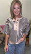 Boxy Striped Knit Top in Smoke Grey