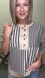 Boxy Striped Knit Top in Smoke Grey 110 Tops - Ella Chic Boutique