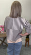 Boxy Striped Knit Top in Smoke Grey 110 Tops - Ella Chic Boutique