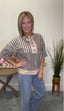 Boxy Striped Knit Top in Smoke Grey 110 Tops - Ella Chic Boutique