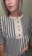 Boxy Striped Knit Top in Smoke Grey 110 Tops - Ella Chic Boutique