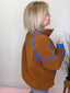 Break it Fleece Pullover Sweatshirt in Camel/Bright Blue 110 Tops- Ella Chic BoutiqueLovLov