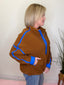 Break it Fleece Pullover Sweatshirt in Camel/Bright Blue 110 Tops- Ella Chic BoutiqueLovLov