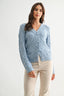 Brilliant Blue Pearl Adorned Knit Cardigan 130 Sweaters - Ella Chic Boutique