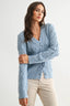 Brilliant Blue Pearl Adorned Knit Cardigan 130 Sweaters - Ella Chic Boutique