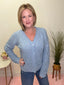 Brilliant Blue Pearl Adorned Knit Cardigan 130 Sweaters - Ella Chic Boutique
