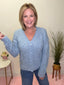 Brilliant Blue Pearl Adorned Knit Cardigan 130 Sweaters - Ella Chic Boutique