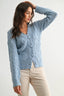 Brilliant Blue Pearl Adorned Knit Cardigan 130 Sweaters - Ella Chic Boutique