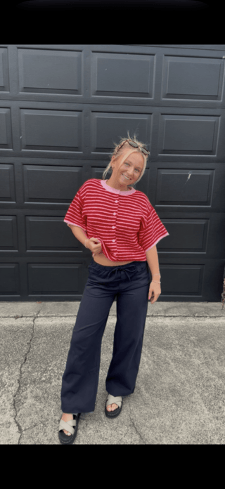 Brooke Navy Drawstring Pants 170 Pants- Ella Chic BoutiqueLe Lis