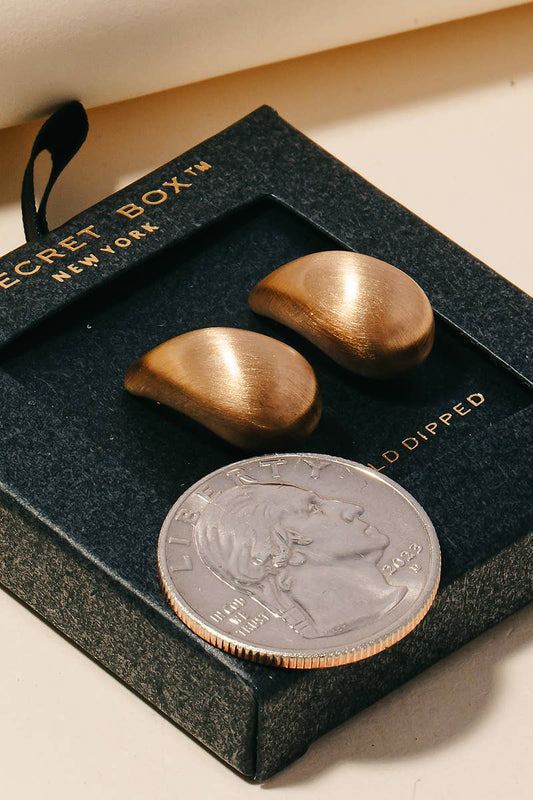 Brushed Gold Dipped Small Tear Drop Stud Earrings