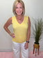 Build Me Up Ribbed V-Neck Sleeveless Top in Yellow