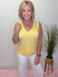 Build Me Up Ribbed V-Neck Sleeveless Top in Yellow