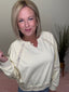 Charlotte Crochet Lace Sweatshirt Top in Pale Yellow