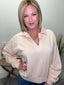 Buttercream V - neck Pullover Sweatshirt 110 Tops - Ella Chic Boutique