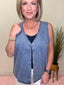 Calling For It Denim Vest 110 Tops - Ella Chic BoutiqueWishlist