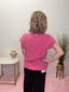 Cap Sleeve Round Neck Mineral Wash Sweater in Fuchsia 110 Tops - Ella Chic Boutique