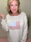 Celebrate America Flag Cable Knit Sweater Top