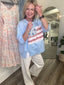 Celebrate America Patchwork and Lace Oversized Top 110 Tops - Ella Chic BoutiqueBibi