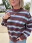 Change of Plans Brown and Blue Striped Sweater 130 Sweaters- Ella Chic BoutiqueThe Workshop Studio