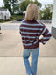 Change of Plans Brown and Blue Striped Sweater 130 Sweaters- Ella Chic BoutiqueThe Workshop Studio