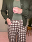 Check Me Out Gingham Wide Leg Cropped Pants in Chocolate 170 Pants- Ella Chic BoutiqueAnniewear