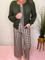 Check Me Out Gingham Wide Leg Cropped Pants in Chocolate 170 Pants- Ella Chic BoutiqueAnniewear