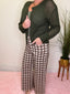 Check Me Out Gingham Wide Leg Cropped Pants in Chocolate 170 Pants- Ella Chic BoutiqueAnniewear