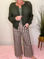 Check Me Out Gingham Wide Leg Cropped Pants in Chocolate